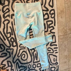Savvi Ribbed Leggings Medium Light Blue